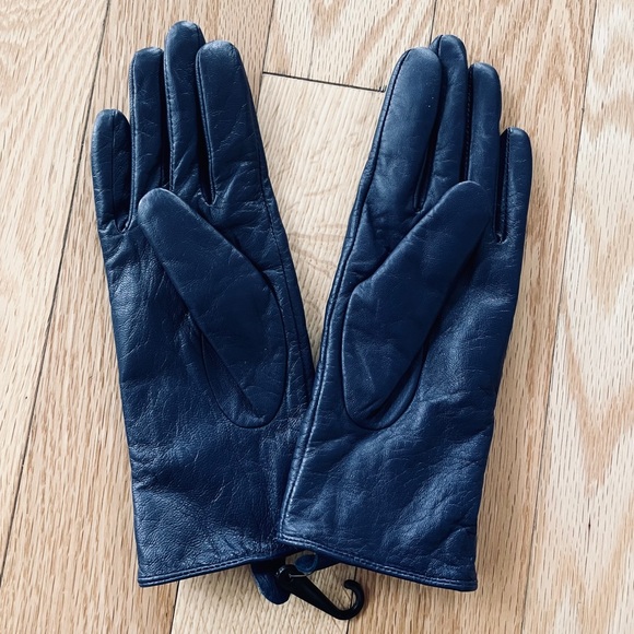 Navy Leather Gloves - Picture 2 of 4